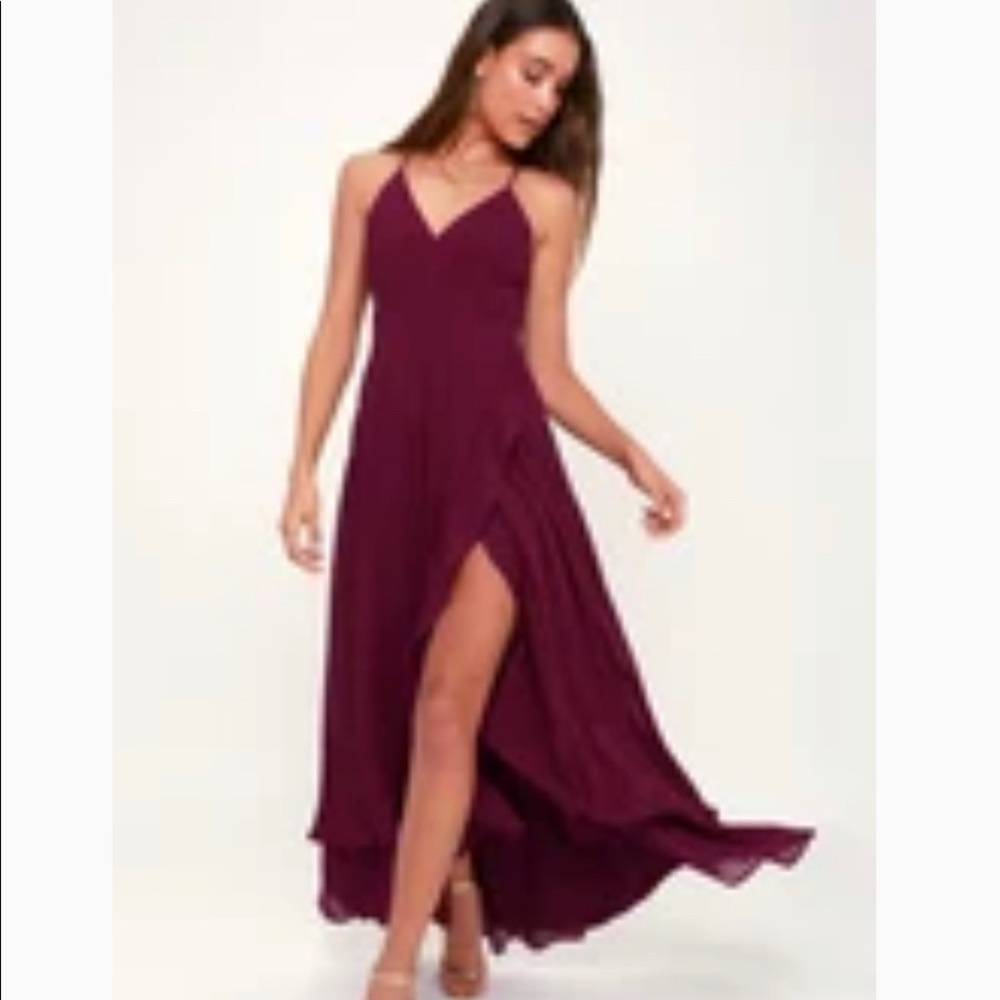 Lulu’s In Love Forever Lace Up Back Chiffon Gown